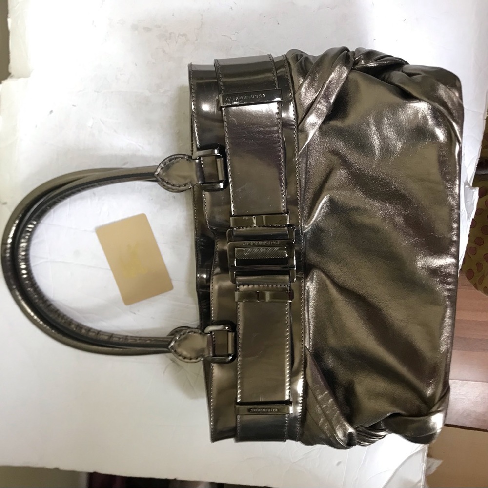 Burberry Knotted Healy Tote Leather Metallic Shoulder Bag Nova Check Handbag Zip - Picture 8 of 16